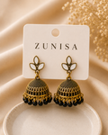 Black Beaded Jhumka Earrings