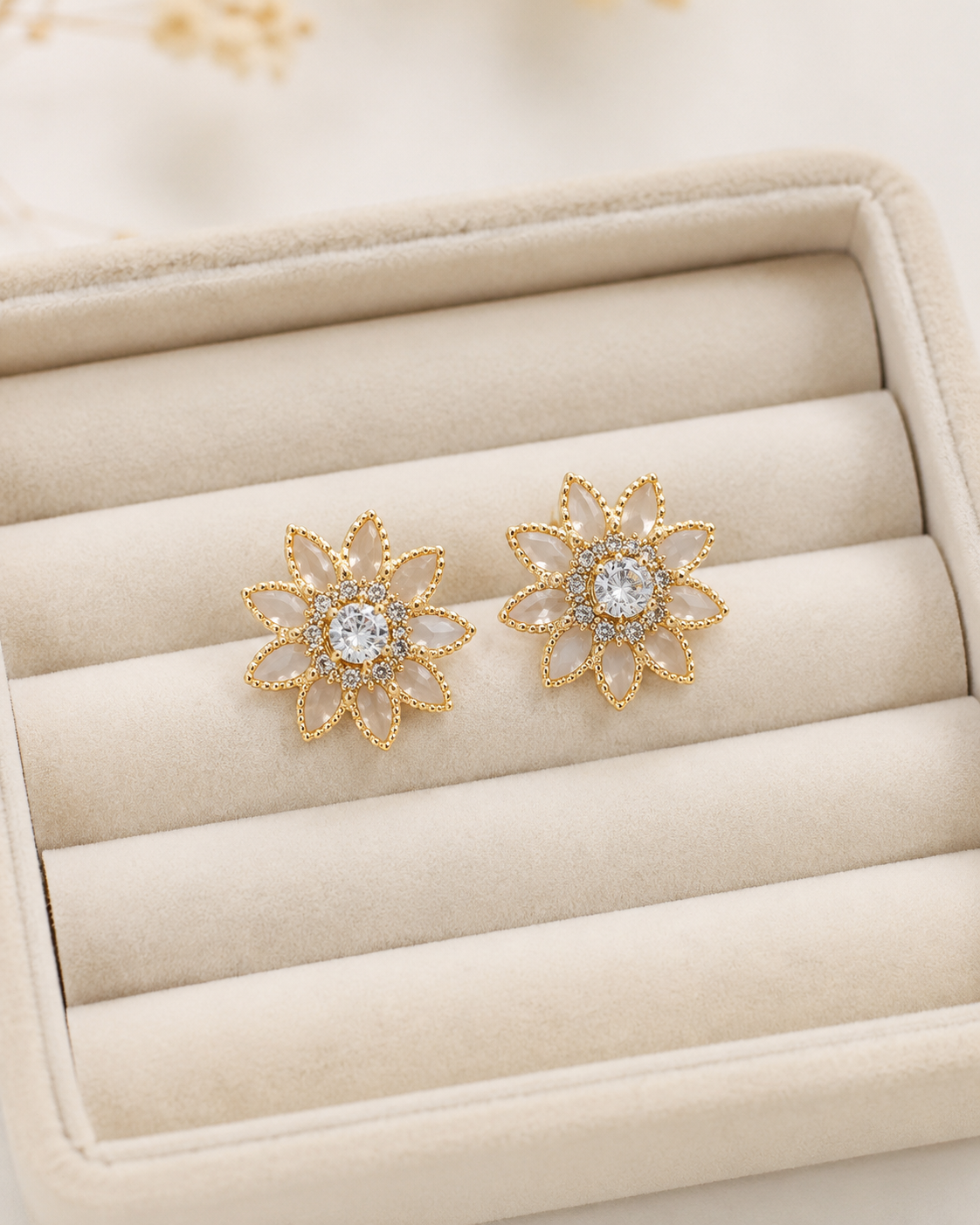 Gemstone Flower Studs