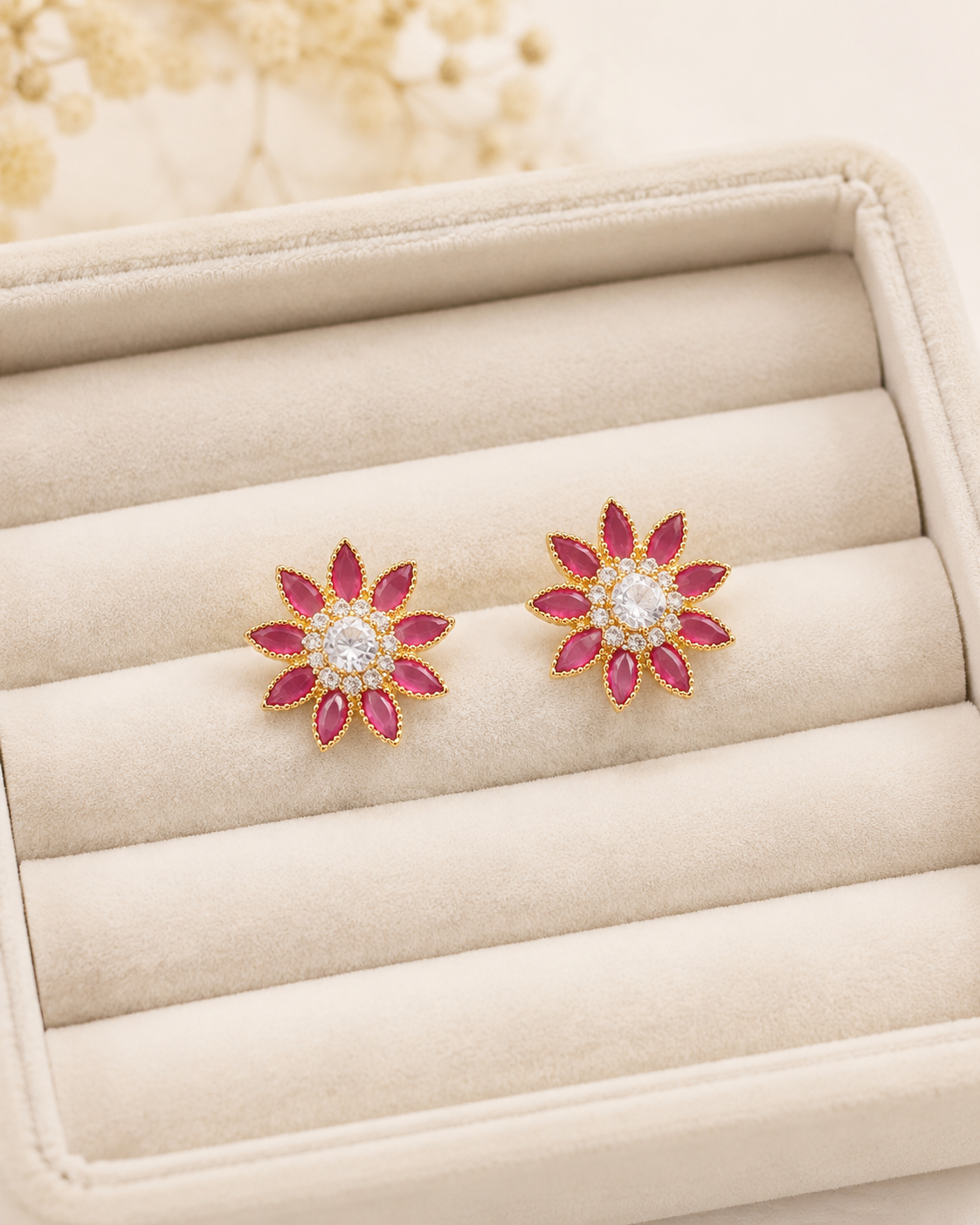 Gemstone Flower Studs