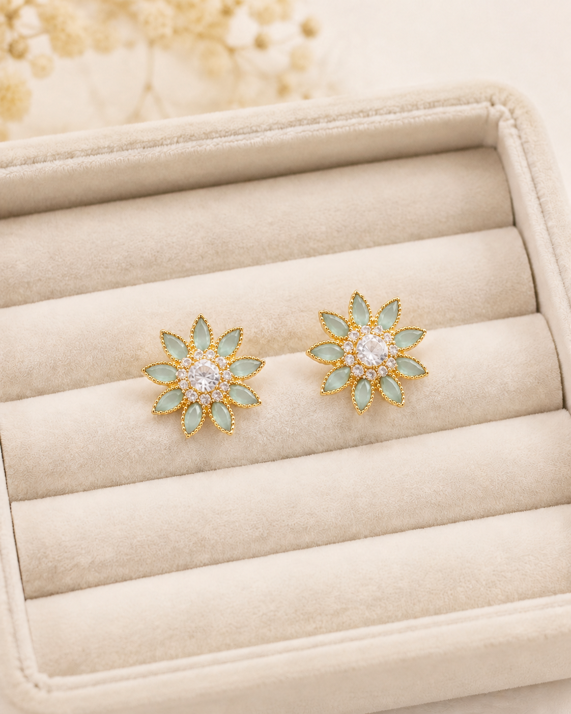Gemstone Flower Studs